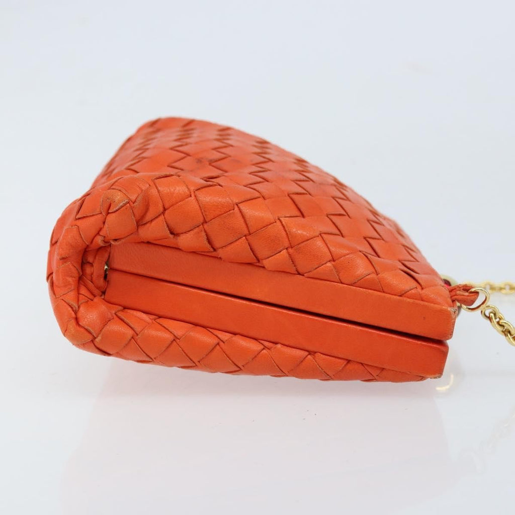 Bottega Veneta Intrecciato Clutch Bag Leather Orange Leather Handbag ( )