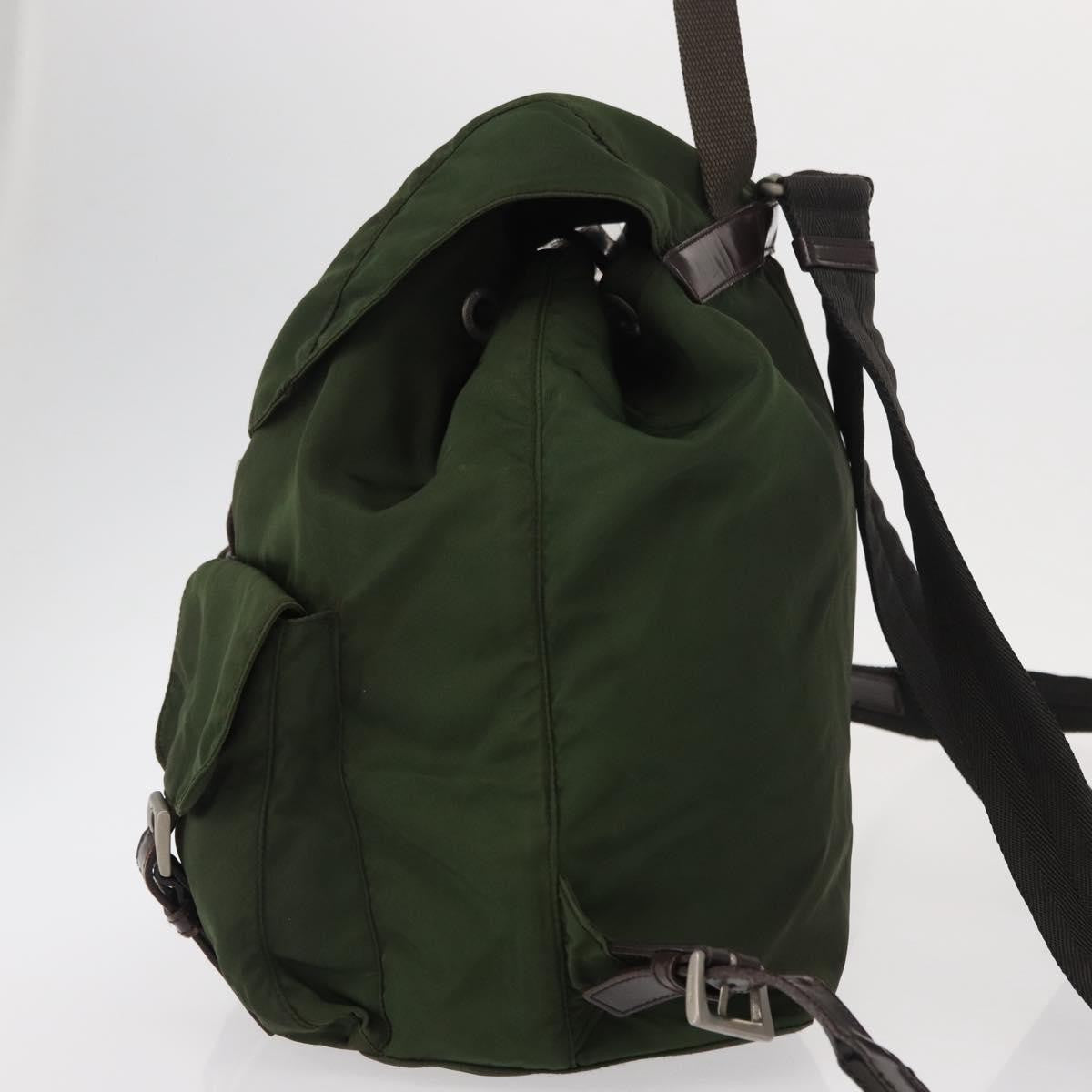 Prada Double Front Pocket Backpack Tessuto Khaki Nylon Backpack Bag (Authentic  )