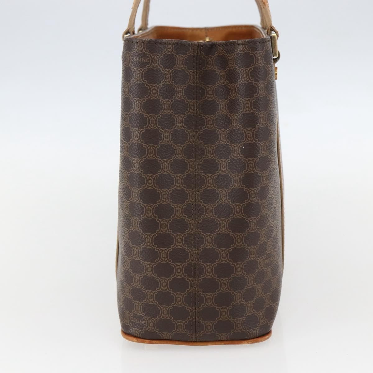 Celine Vintage Macadam Handbag Canvas And Leather Brown Canvas Handbag (Authentic  )