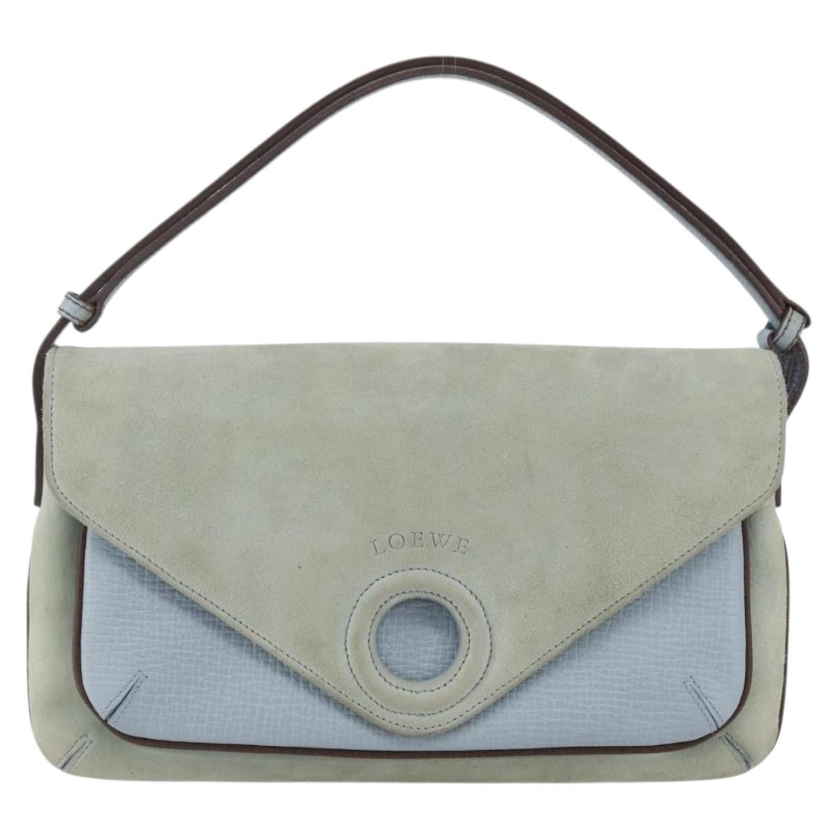 Loewe Vintage Handbag Leather Blue Leather Handbag (Authentic  )