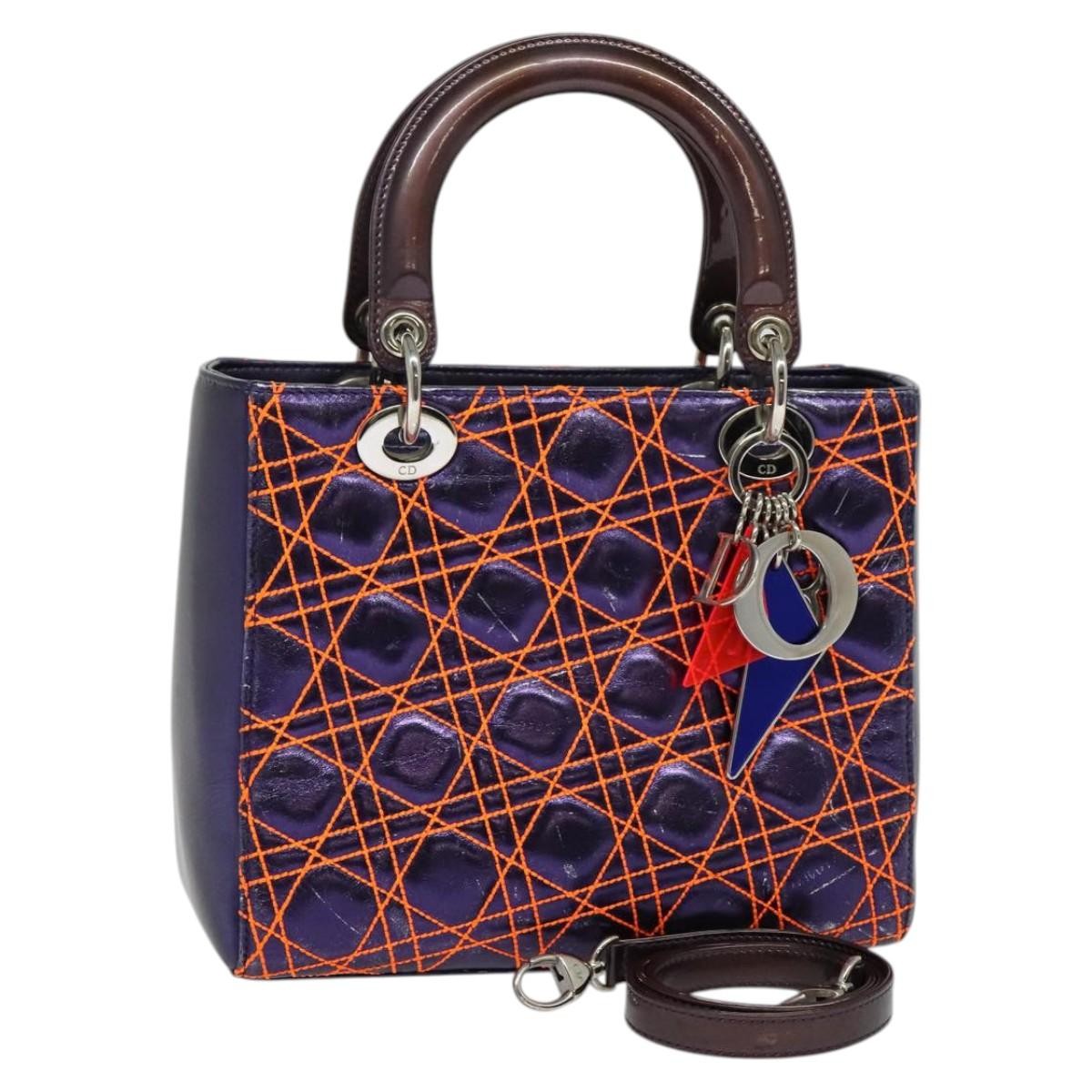 Christian Dior Lady Dior Bag Anselm Reyle Cannage Quilt Leather Purple Leather Handbag ( )