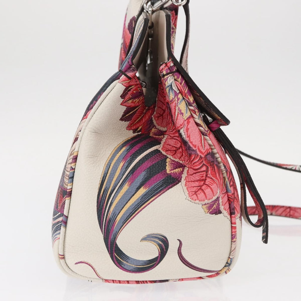 Salvatore Ferragamo Studio Satchel Printed Leather Multicolour Leather Handbag (Authentic  )
