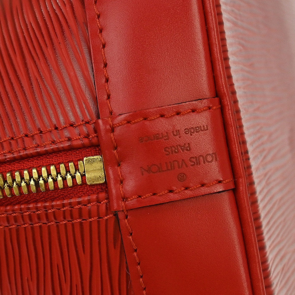 Louis Vuitton Alma Handbag Monogram Canvas Red Leather Handbag ( )
