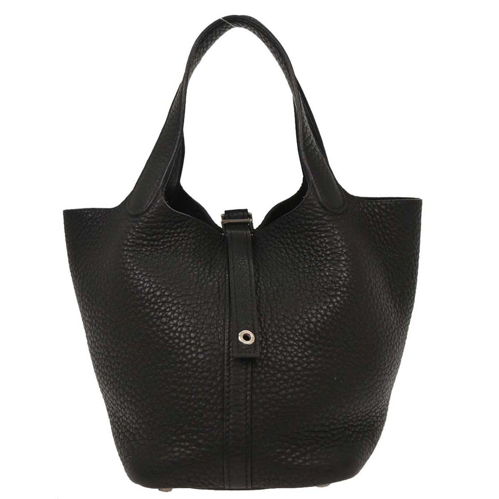 Hermes Picotin Lock Bag Clemence Black Leather Handbag (Authentic  )