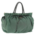 Prada Convertible Bow Tote Tessuto Green Nylon Handbag (Authentic  )