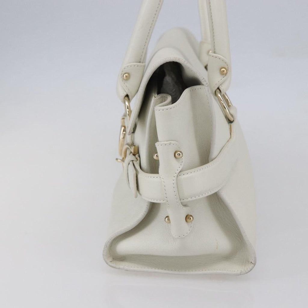 Salvatore Ferragamo Gina Satchel Leather White Leather Handbag (Authentic  )
