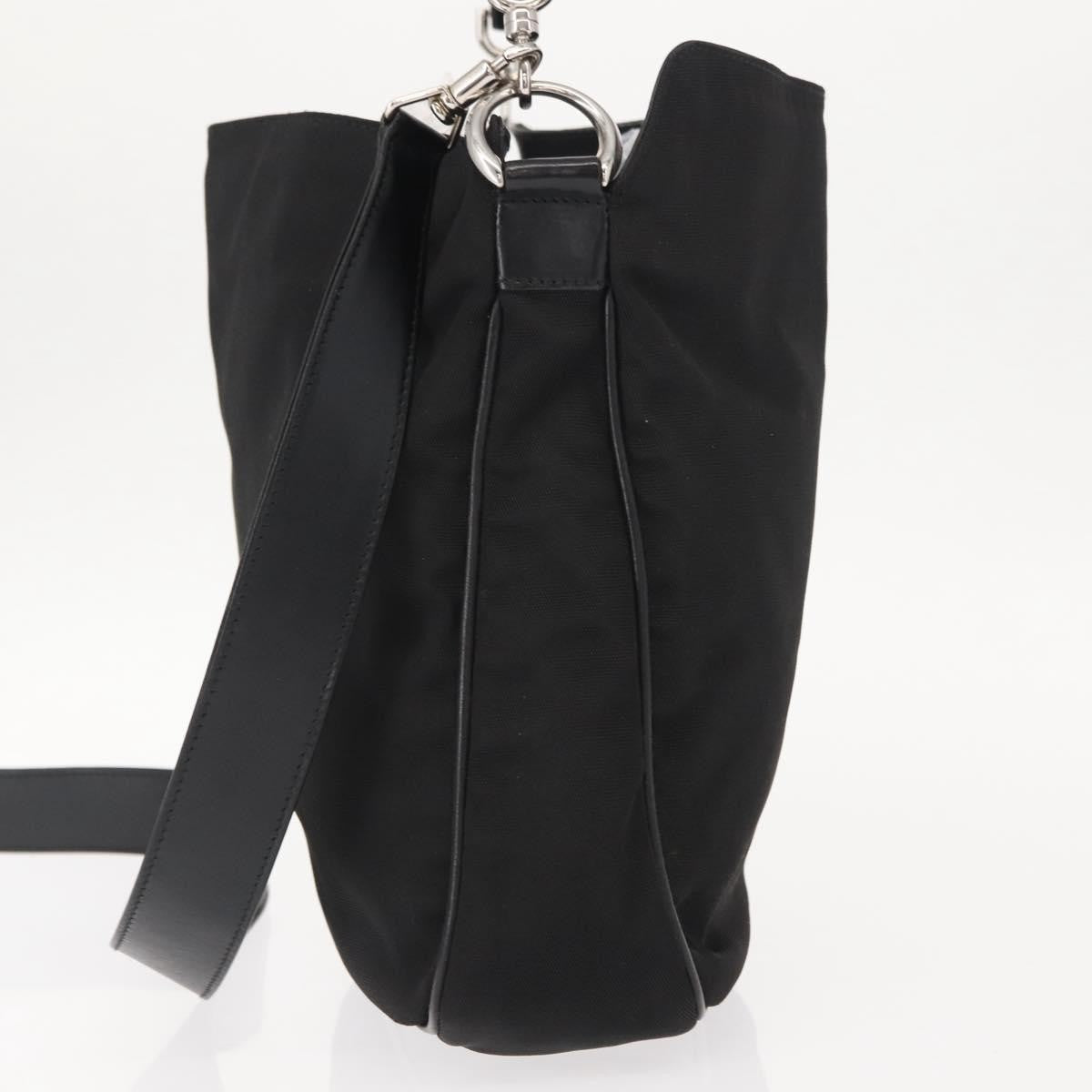 Gucci Vintage Bamboo Handle Bag Nylon Black Nylon Handbag ( )