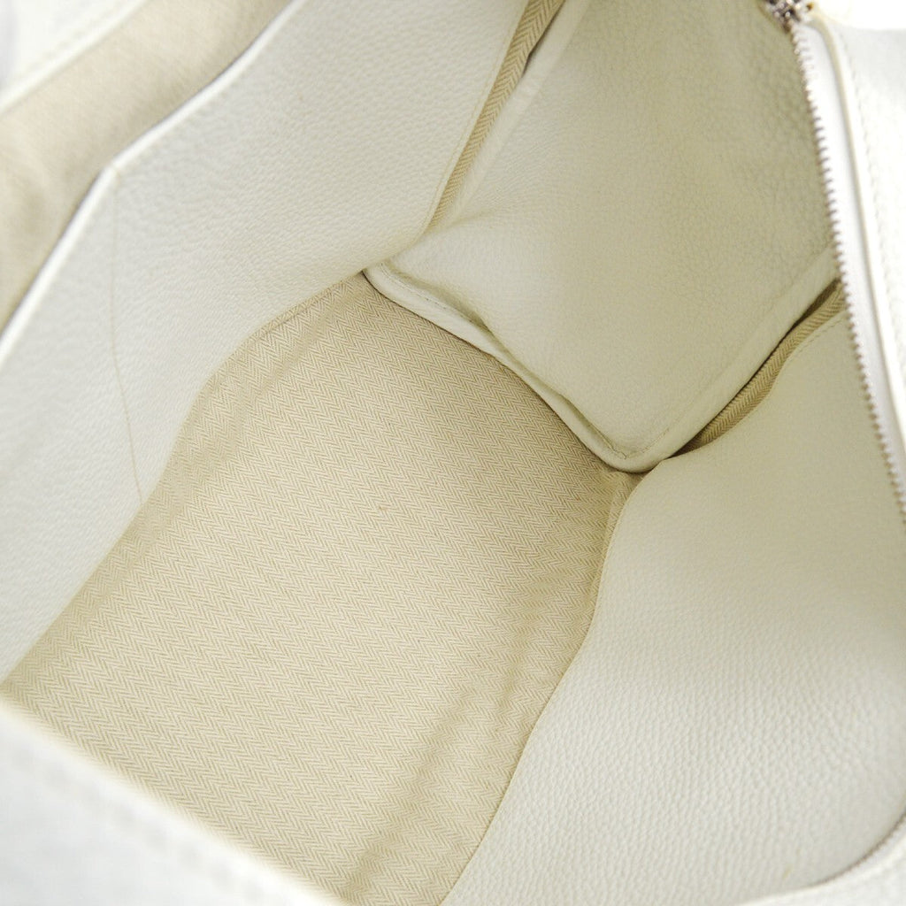 Hermes Pursangle Bag Leather White Leather Handbag (Authentic  )