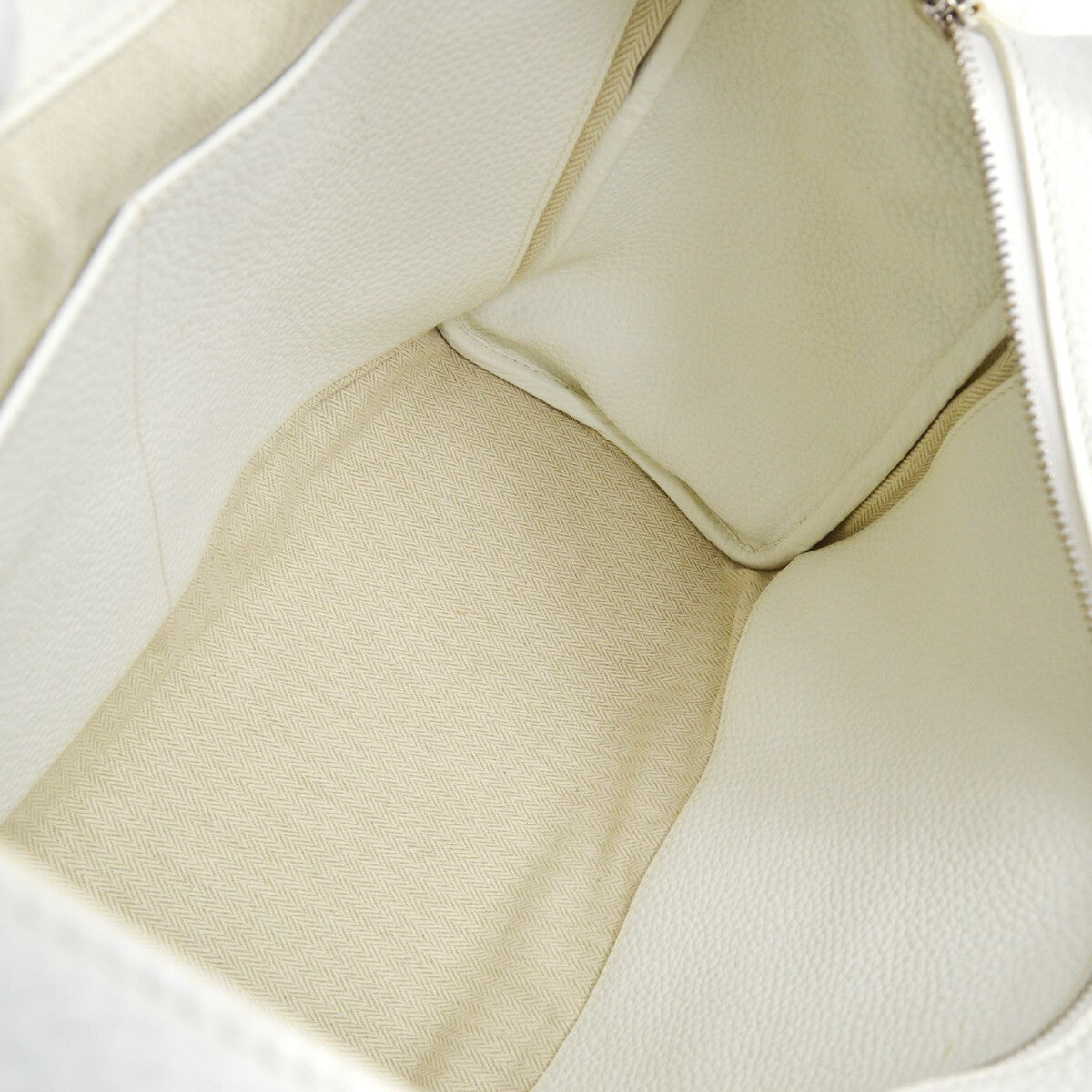 Hermes Pursangle Bag Leather White Leather Handbag (Authentic  )