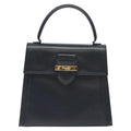 Salvatore Ferragamo Vintage Handbag Leather Black Leather Handbag (Authentic  )