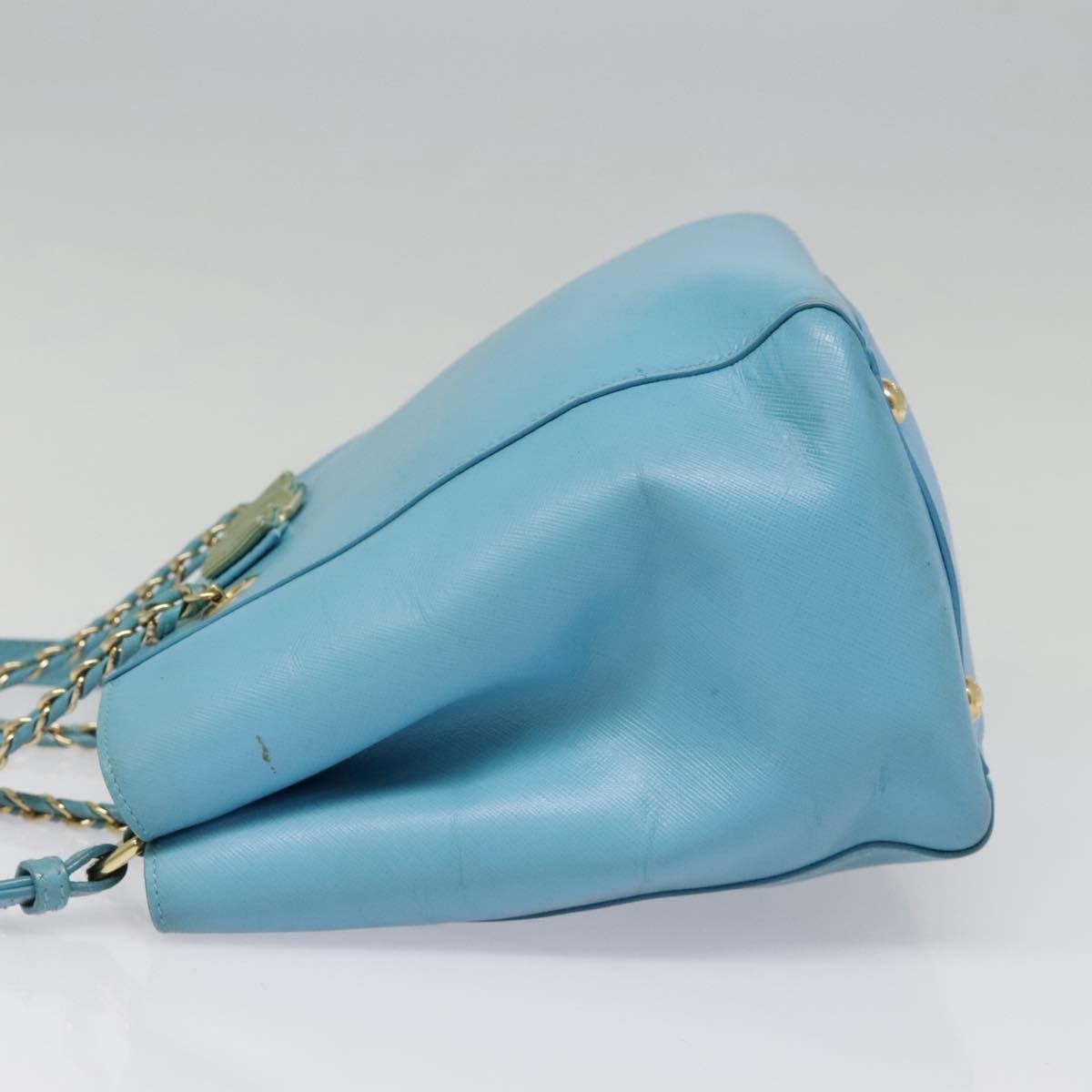 Salvatore Ferragamo Vara Handbag Leather Blue Leather Handbag (Authentic  )