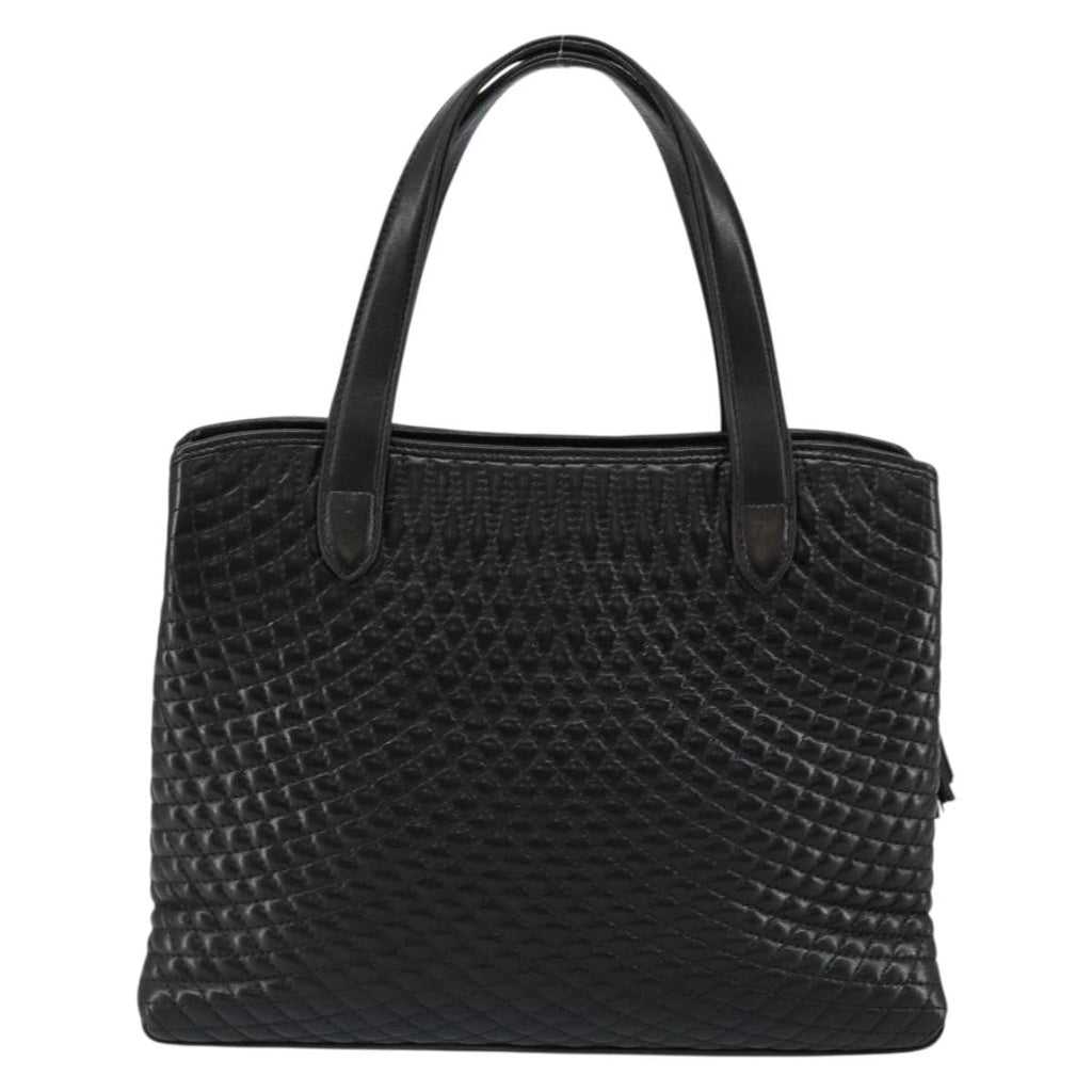 Bally Vintage Handbag Quilted Leather Black Leather Handbag (Authentic  )