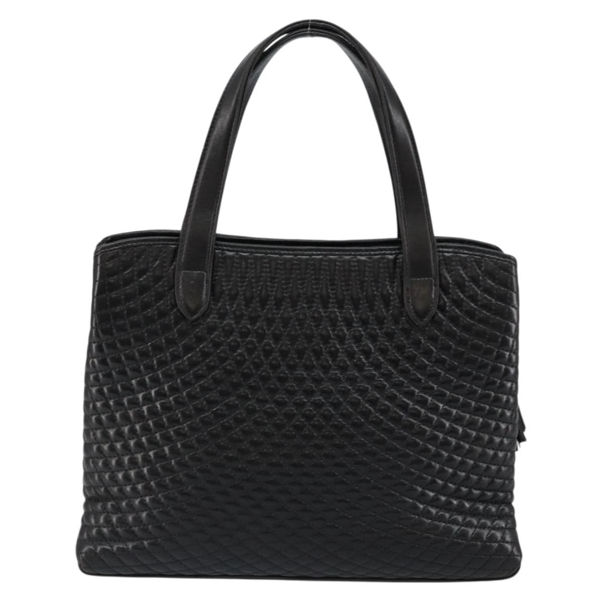 Bally Vintage Handbag Quilted Leather Black Leather Handbag (Authentic  )