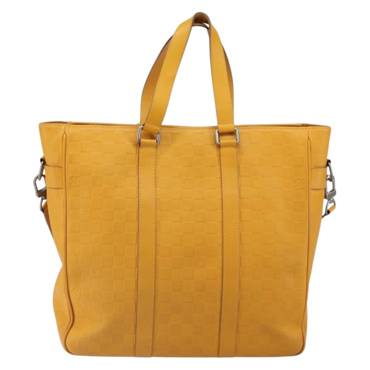 Louis Vuitton Tadao Handbag Damier Infini Leather Yellow Leather Handbag (Authentic  )