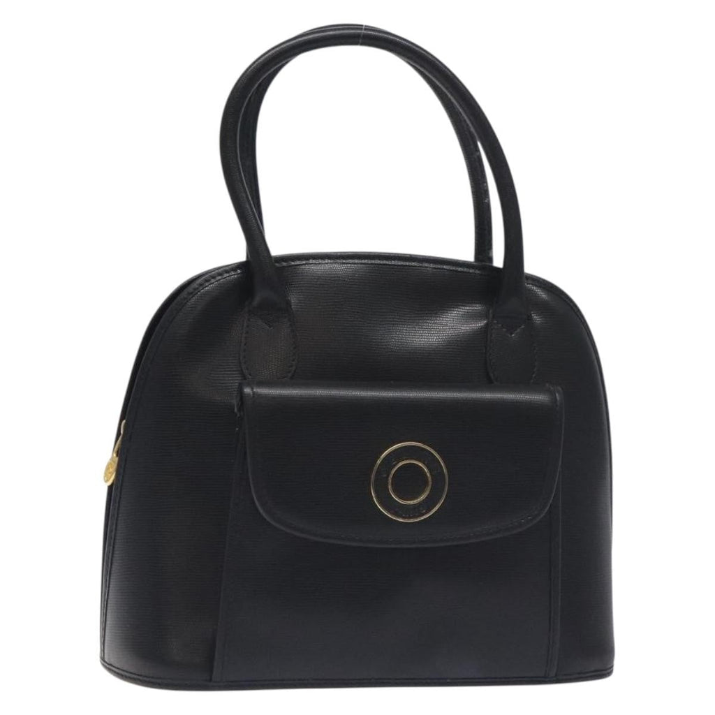 Celine Circle Logo Handbag Leather Black Leather Bag (Authentic  )