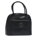 Celine Circle Logo Handbag Leather Black Leather Bag (Authentic  )