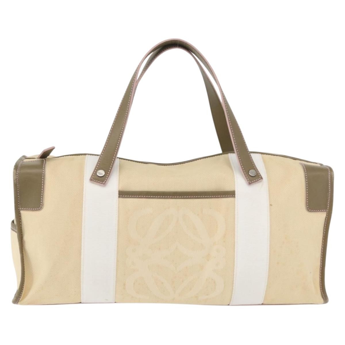 Loewe Anagram Handbag Canvas Beige Canvas Handbag (Authentic  )
