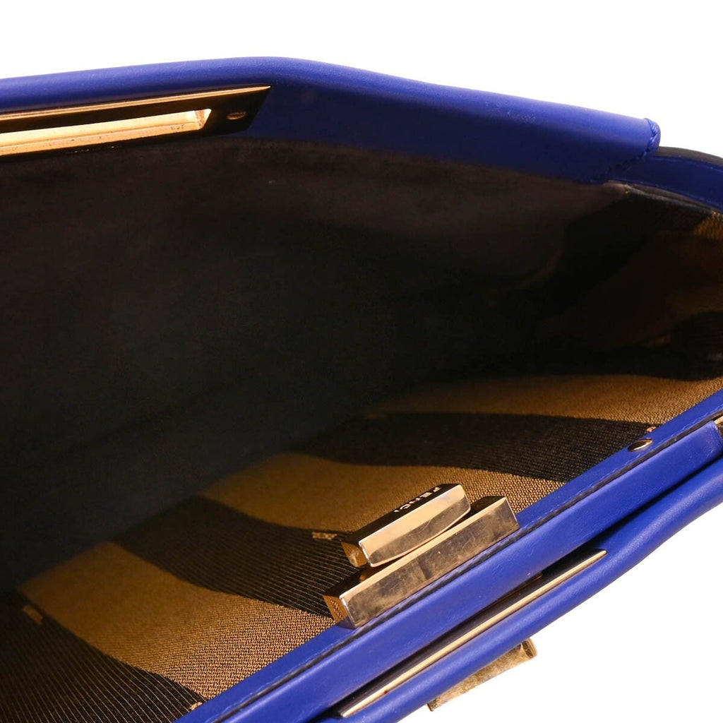 Fendi Peekaboo Bag Soft Leather Blue Leather Handbag (Authentic  )