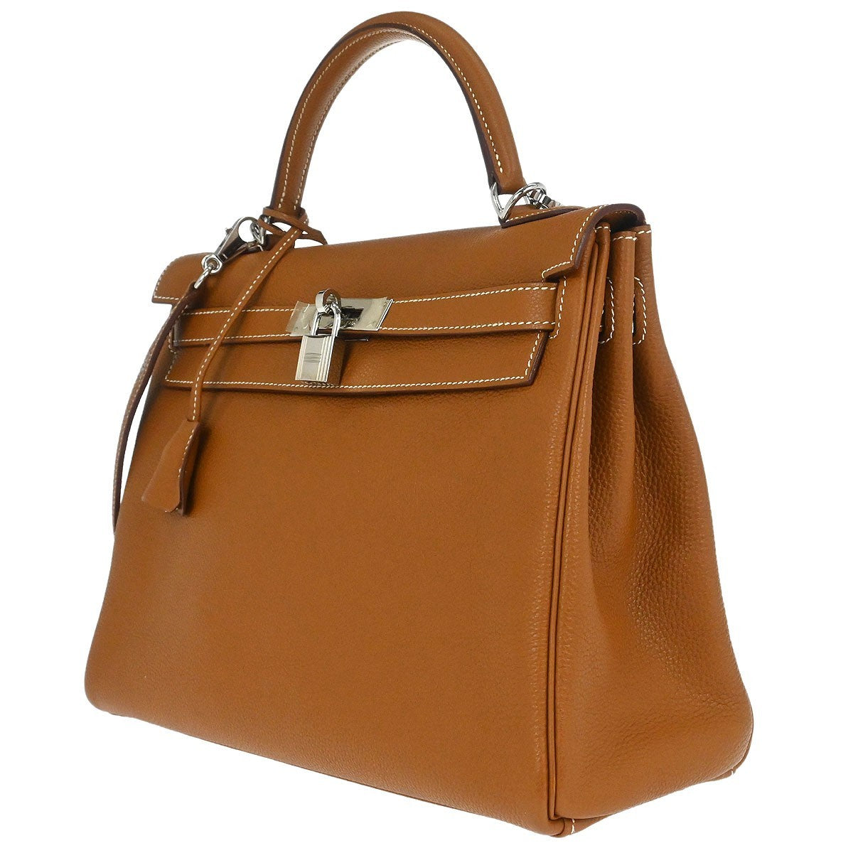 Hermes Kelly Handbag Brown Togo With Palladium Hardware Brown Leather Handbag ( )