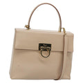 Salvatore Ferragamo Gancini Convertible Top Handle Bag Leather Beige Leather Handbag (Authentic  )
