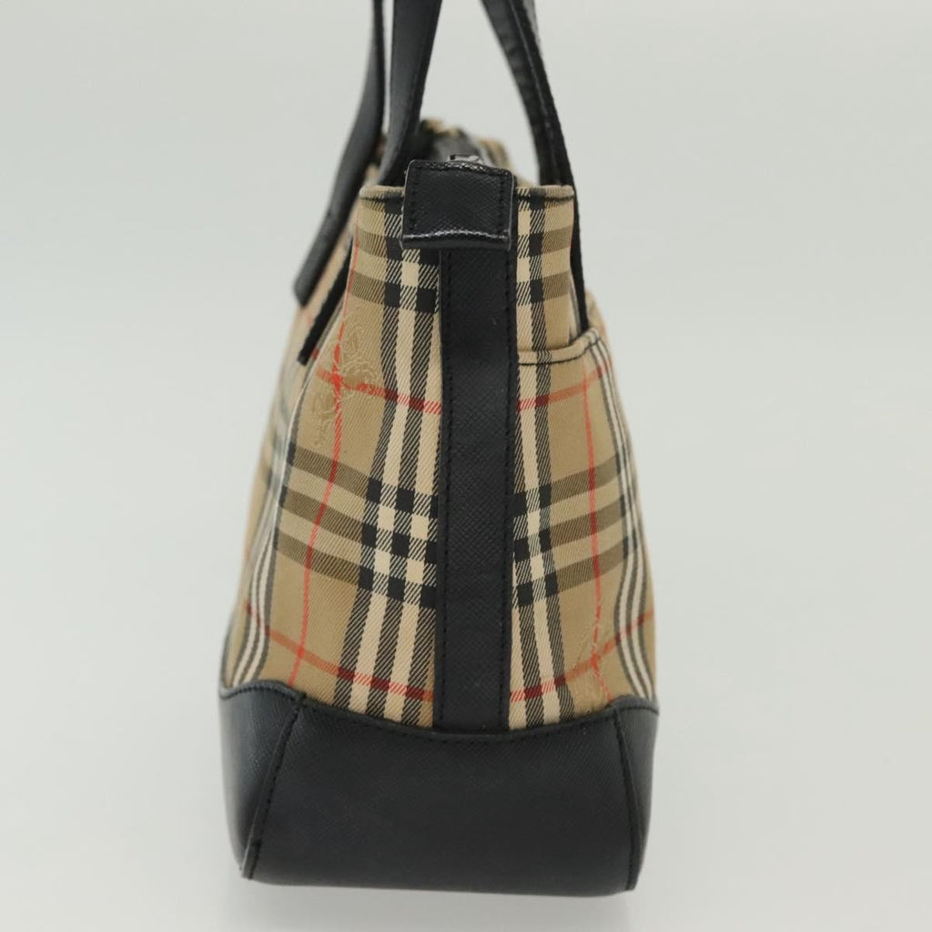 Burberry Nova Handbag Check Pattern Beige Canvas Bag (Authentic  )