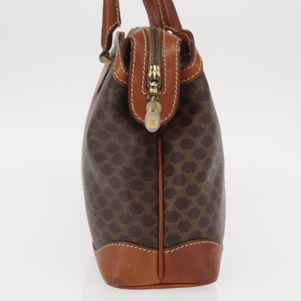 Celine Vintage Macadam Handbag Canvas And Leather Brown Canvas Handbag (Authentic  )