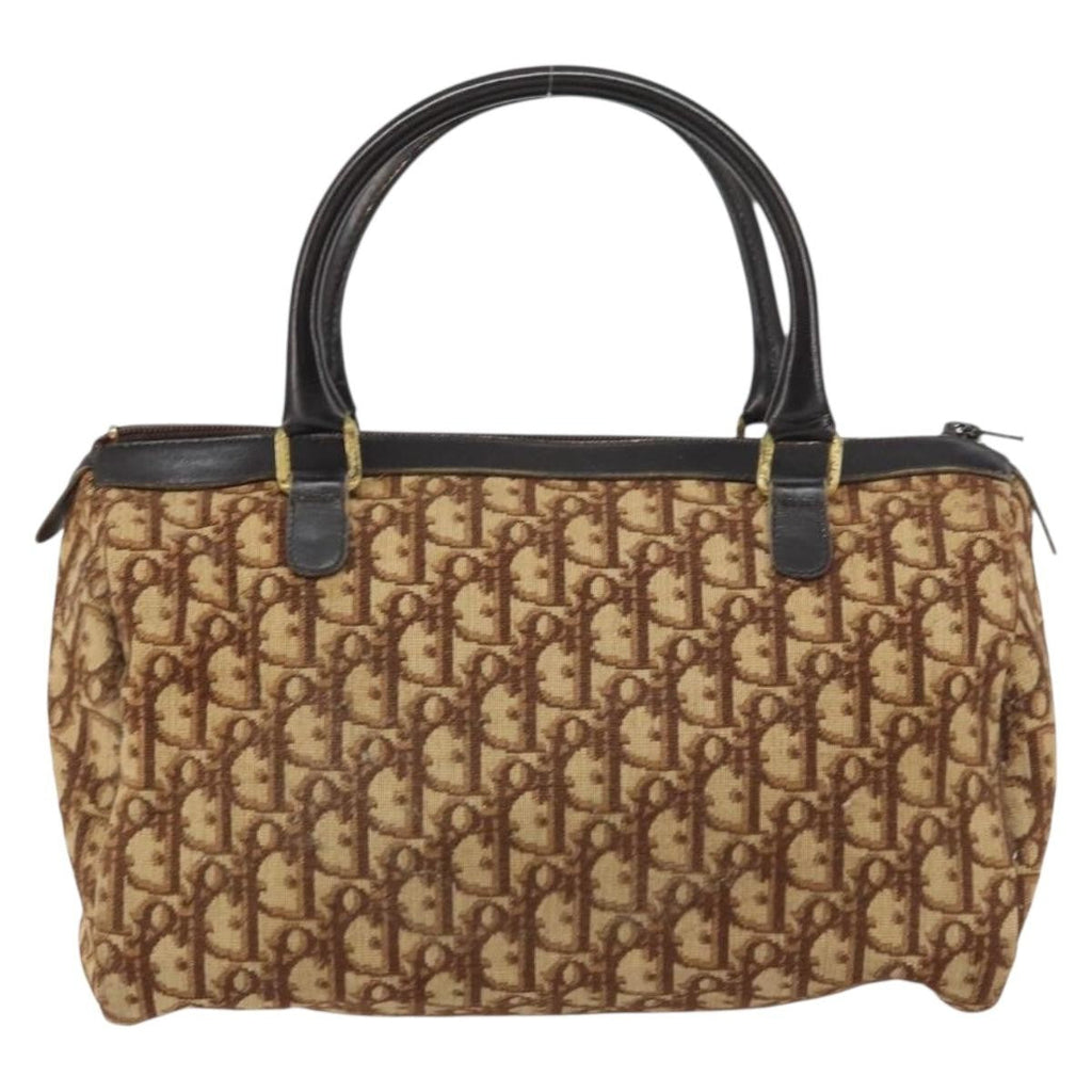 Christian Dior Vintage Cd Trotter Handbag Canvas Brown Canvas Handbag (Authentic  )
