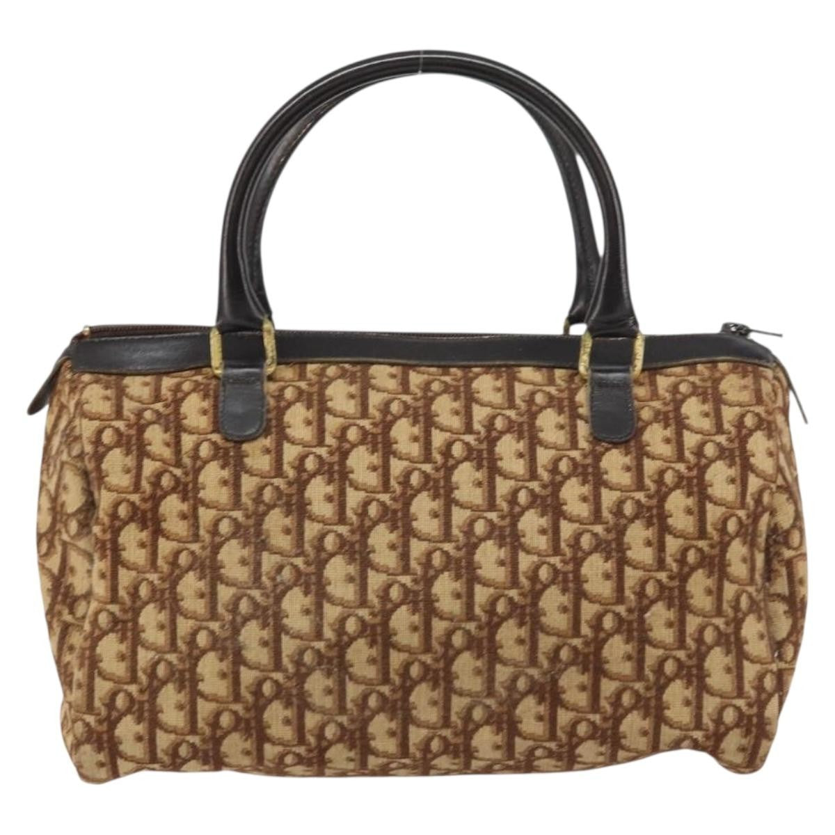 Christian Dior Vintage Cd Trotter Handbag Canvas Brown Canvas Handbag (Authentic  )
