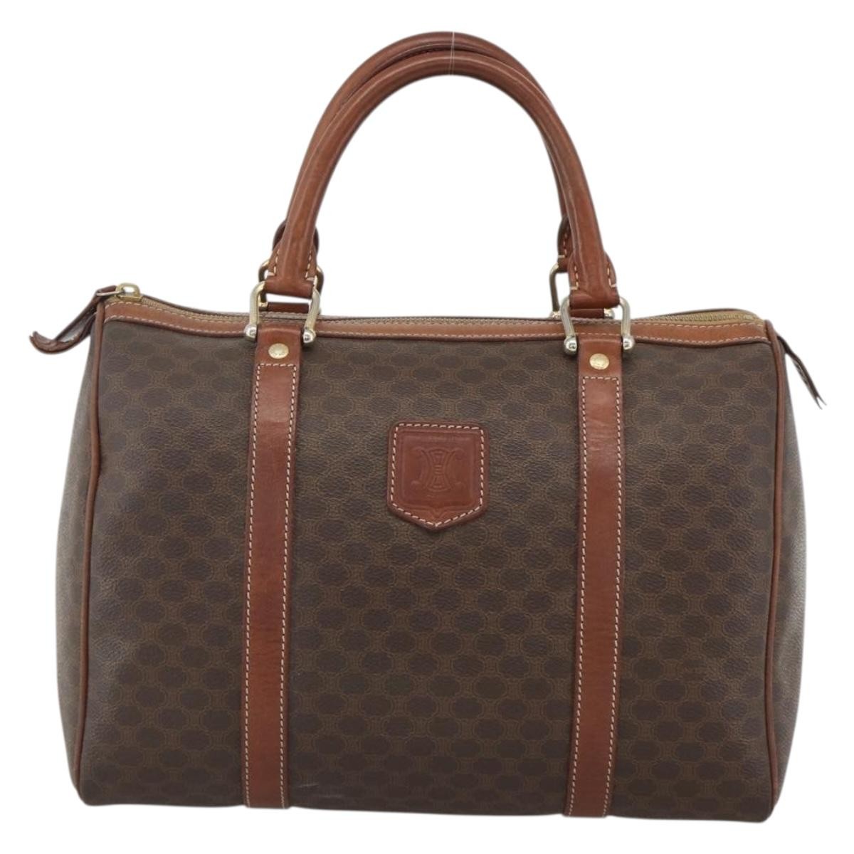 Celine Macadam Handbag Macadam With Leather Brown Canvas Handbag (Authentic  )