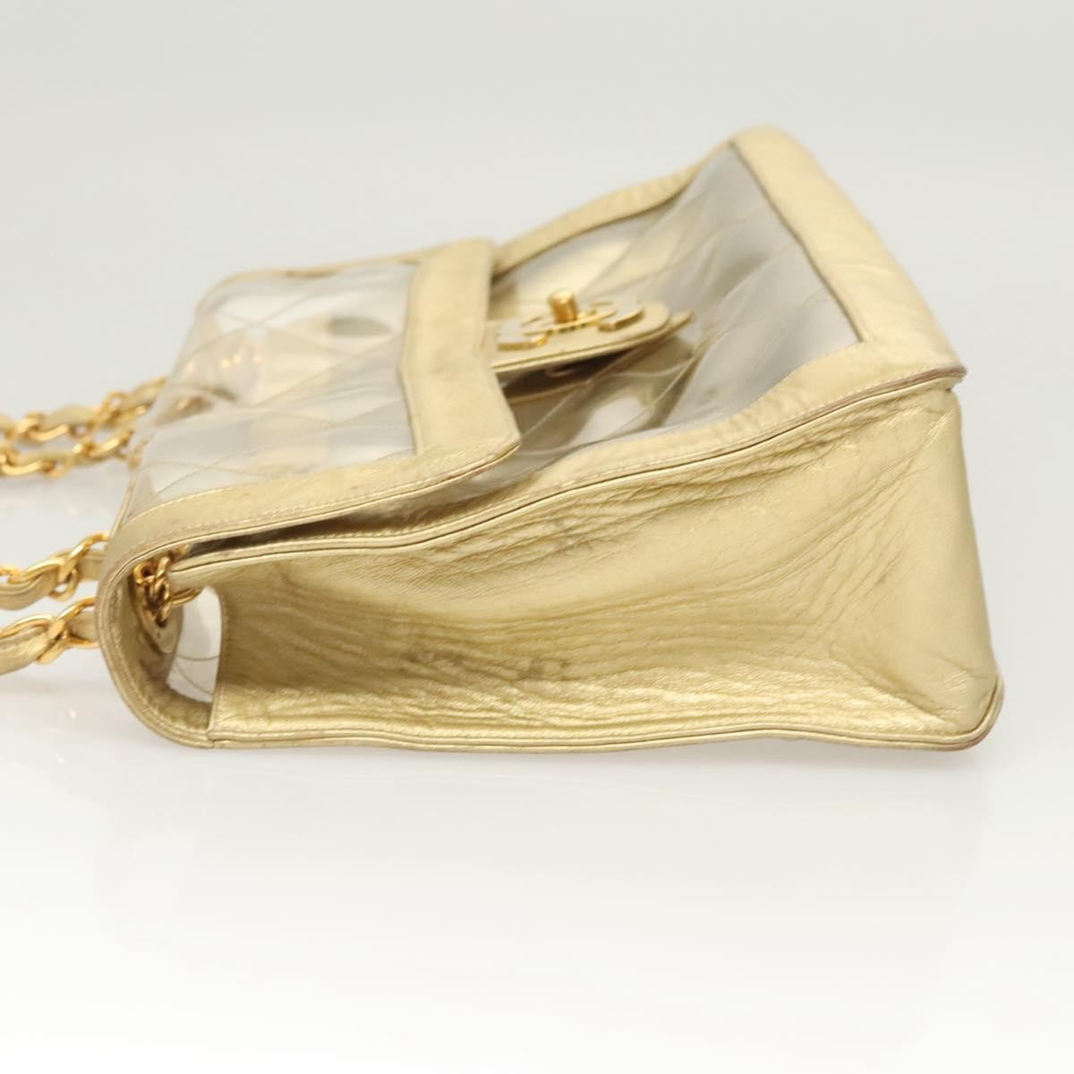 Chanel Classic Single Flap Bag Quilted Applique Vinyl Clear Vinyl Bag (Authentic  )