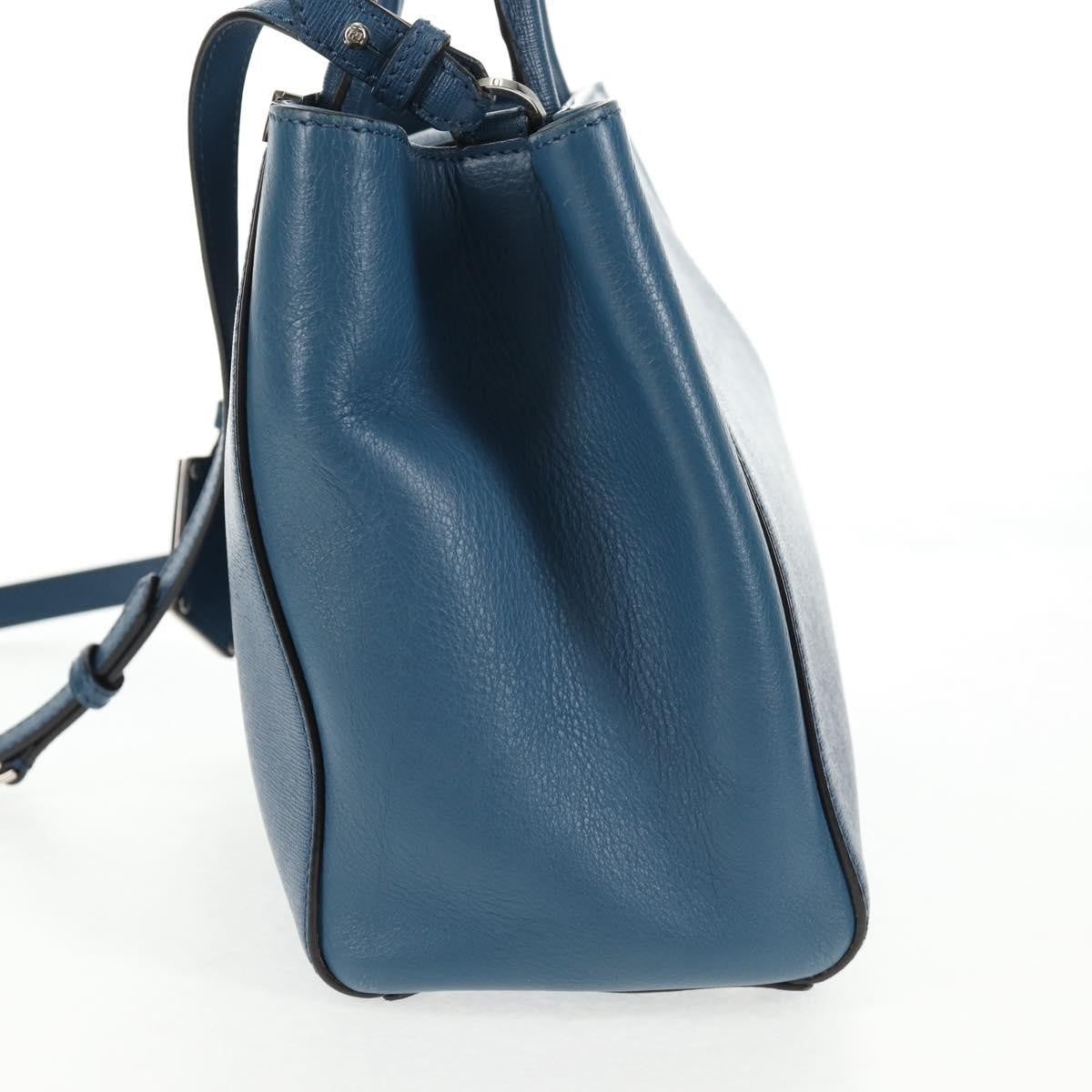 Fendi 2Jours Bag Leather Blue Leather Bag (Authentic  )