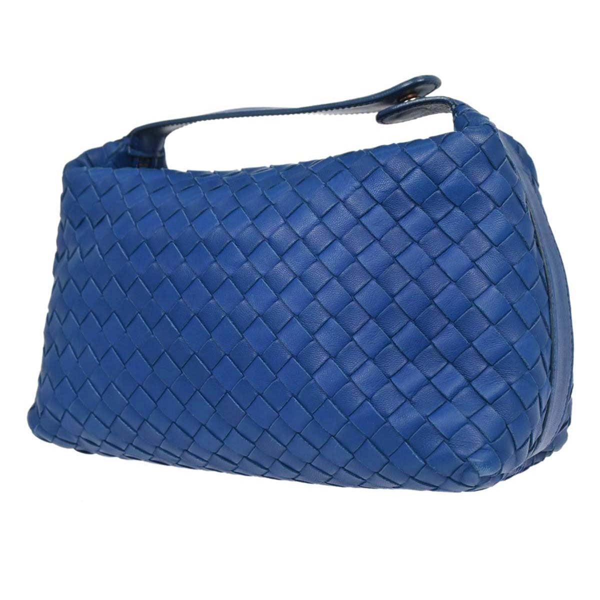 Bottega Veneta Intrecciato Handbag Leather Blue Leather Handbag ( )