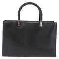 Gucci Vintage Bamboo Handle Bag Leather Black Leather Handbag (Authentic  )