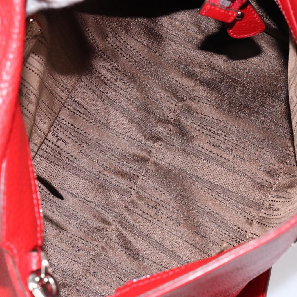Salvatore Ferragamo Sofia Satchel Grainy Leather Red Leather Handbag (Authentic  )