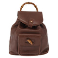 Gucci Vintage Bamboo Backpack Leather Brown Leather Backpack Bag (Authentic  )