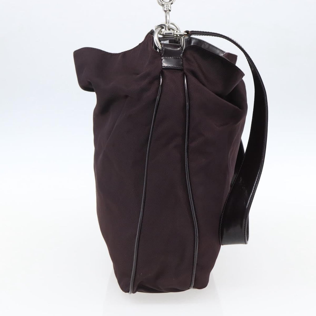 Gucci Vintage Bamboo Handle Bag Nylon Burgundy Nylon Handbag ( )