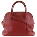 Hermes Bolide Bag Clemence Red Leather Handbag (Authentic  )