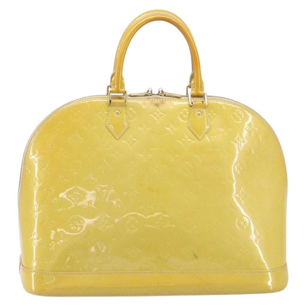 Louis Vuitton Alma Handbag Monogram Vernis Yellow Patent_Leather Handbag (Authentic  )