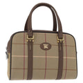 Burberry Nova Check Boston Bag Canvas Beige Canvas Handbag (Authentic  )