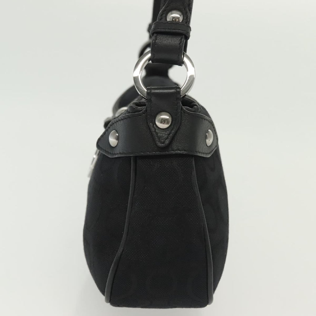 Salvatore Ferragamo Gancini Handbag Canvas Black Canvas Handbag (Authentic  )