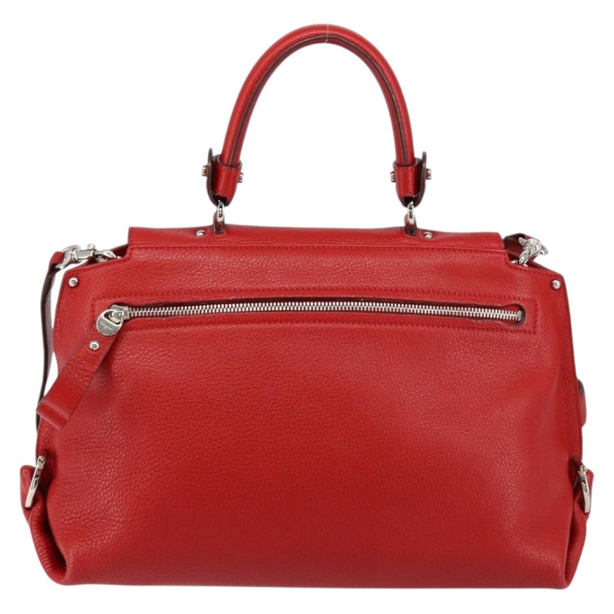 Salvatore Ferragamo Sofia Satchel Grainy Leather Red Leather Handbag (Authentic  )
