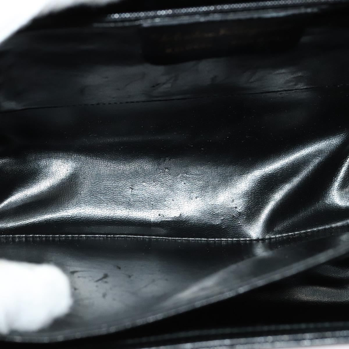 Salvatore Ferragamo Gancini Convertible Top Handle Bag Leather Black Leather Handbag (Authentic  )