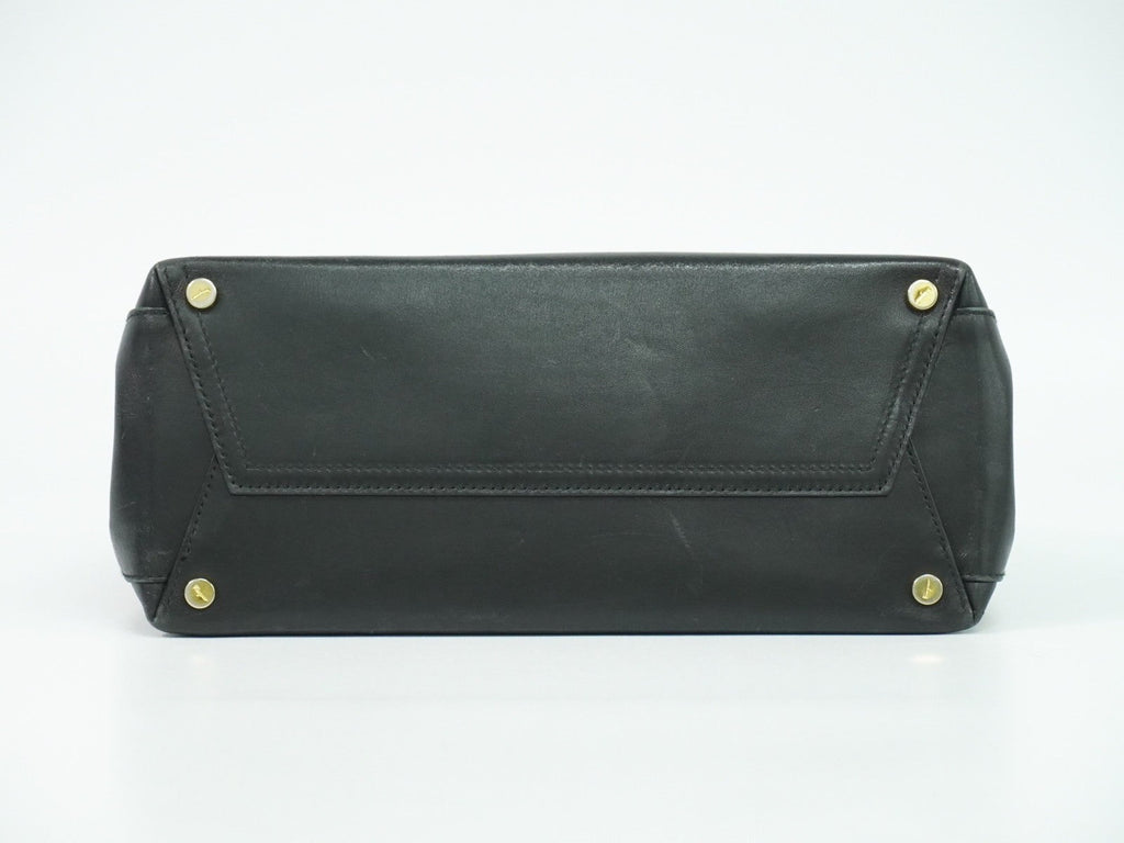 Salvatore Ferragamo Vala Handbag Leather Black Leather Handbag (Authentic  )