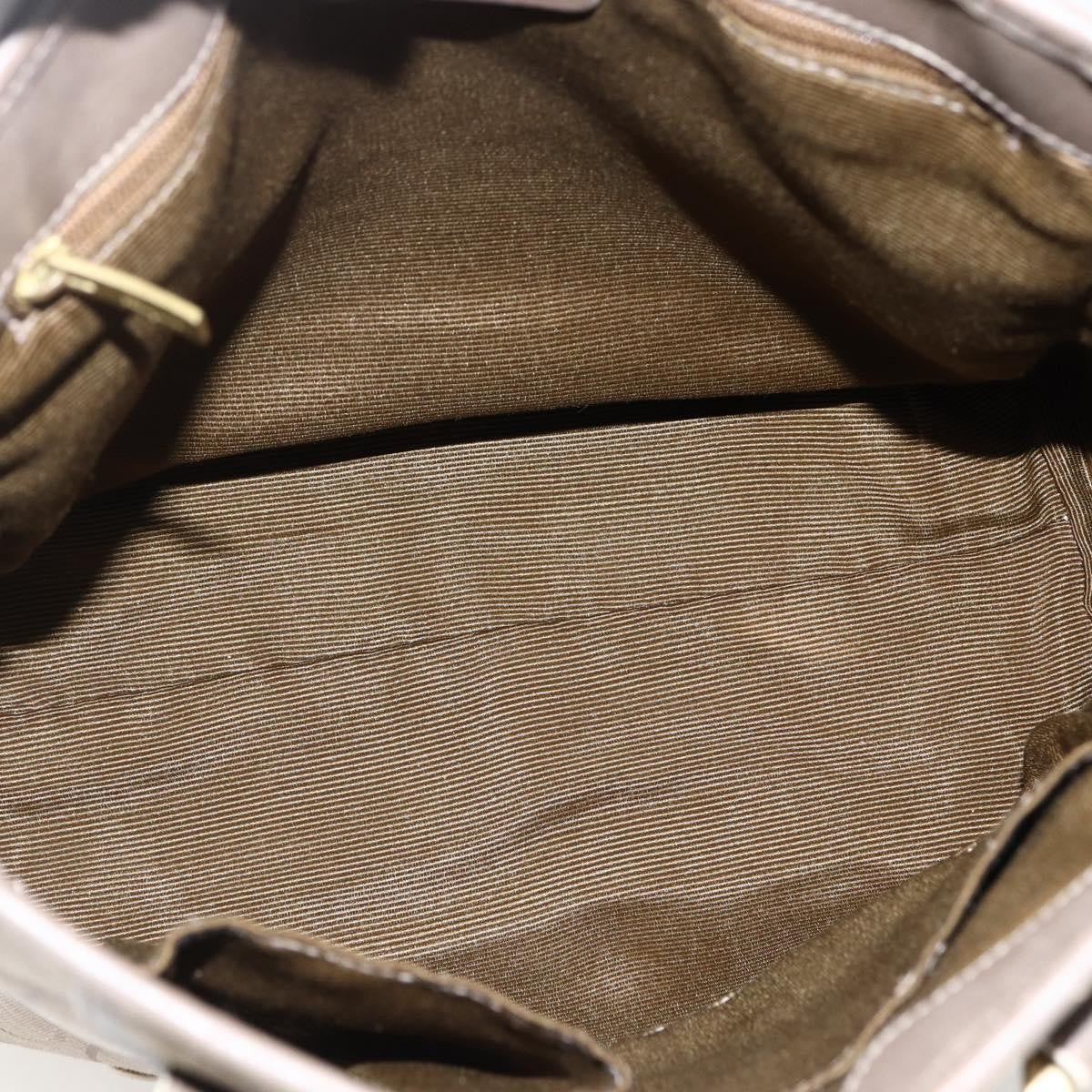 Salvatore Ferragamo Gancini Handbag Canvas Beige Canvas Handbag (Authentic  )