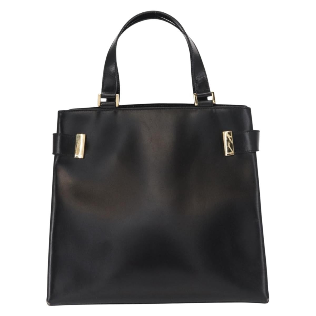 Gucci Vintage Handbag Leather Black Leather Handbag (Authentic  )