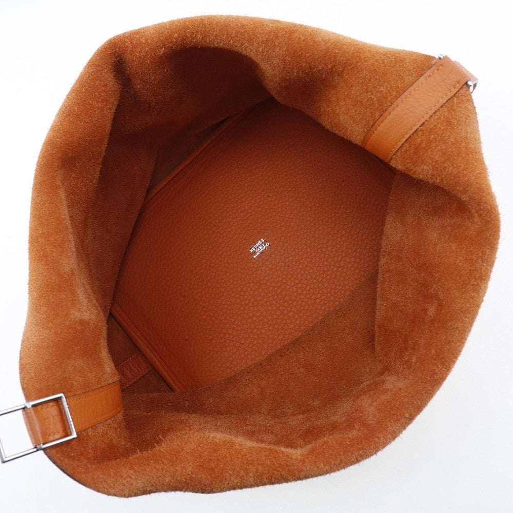 Hermes Picotin Lock Bag Clemence Orange Leather Handbag (Authentic  )
