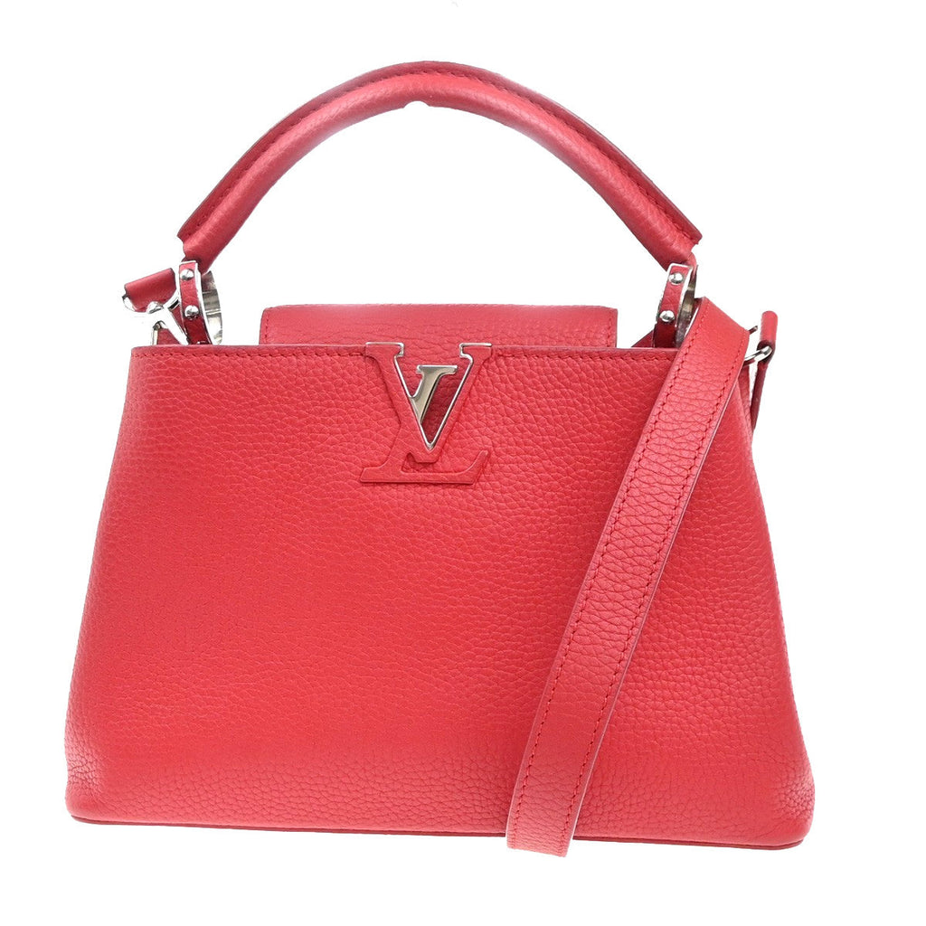 Louis Vuitton Capucines Bag Leather Red Leather Handbag (Authentic  )