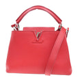 Louis Vuitton Capucines Bag Leather Red Leather Handbag (Authentic  )