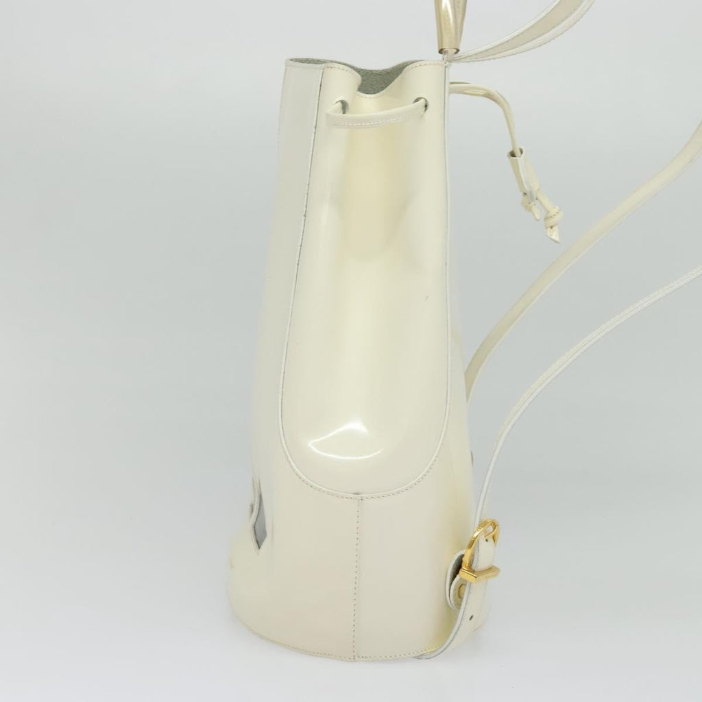 Salvatore Ferragamo Vintage Gancini Backpack Patent Leather White Patent_Leather Backpack Bag (Authentic  )