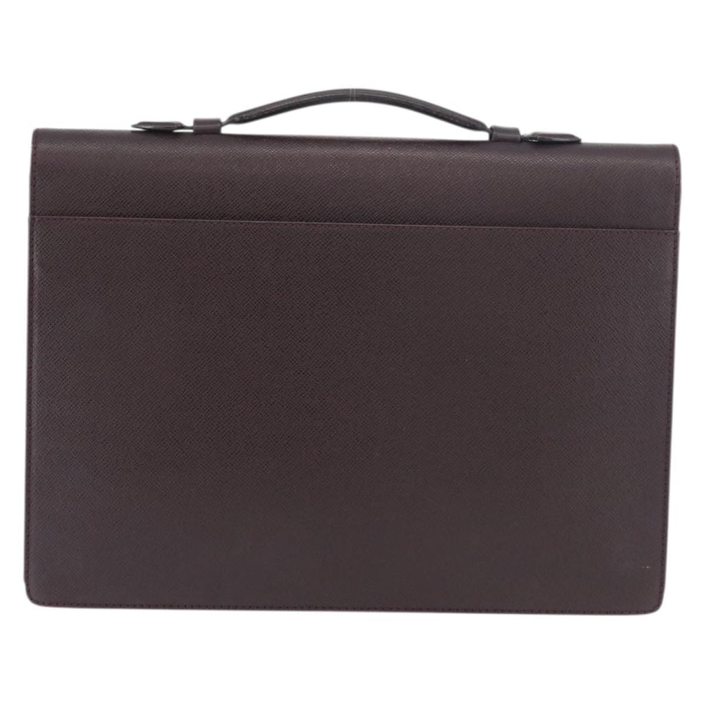 Louis Vuitton Serviette Kourad Briefcase Taiga Leather Burgundy Leather Briefcase Bag ( )